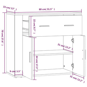 Ντουλάπια Γυαλ. Λευκό 80x33x70 εκ. Επεξεργασμένο Ξύλο - Pakobazaar