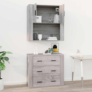 Ντουλάπι Τοίχου Γκρι Sonoma 80x33x80 εκ. Επεξεργασμένο Ξύλο - Pakobazaar