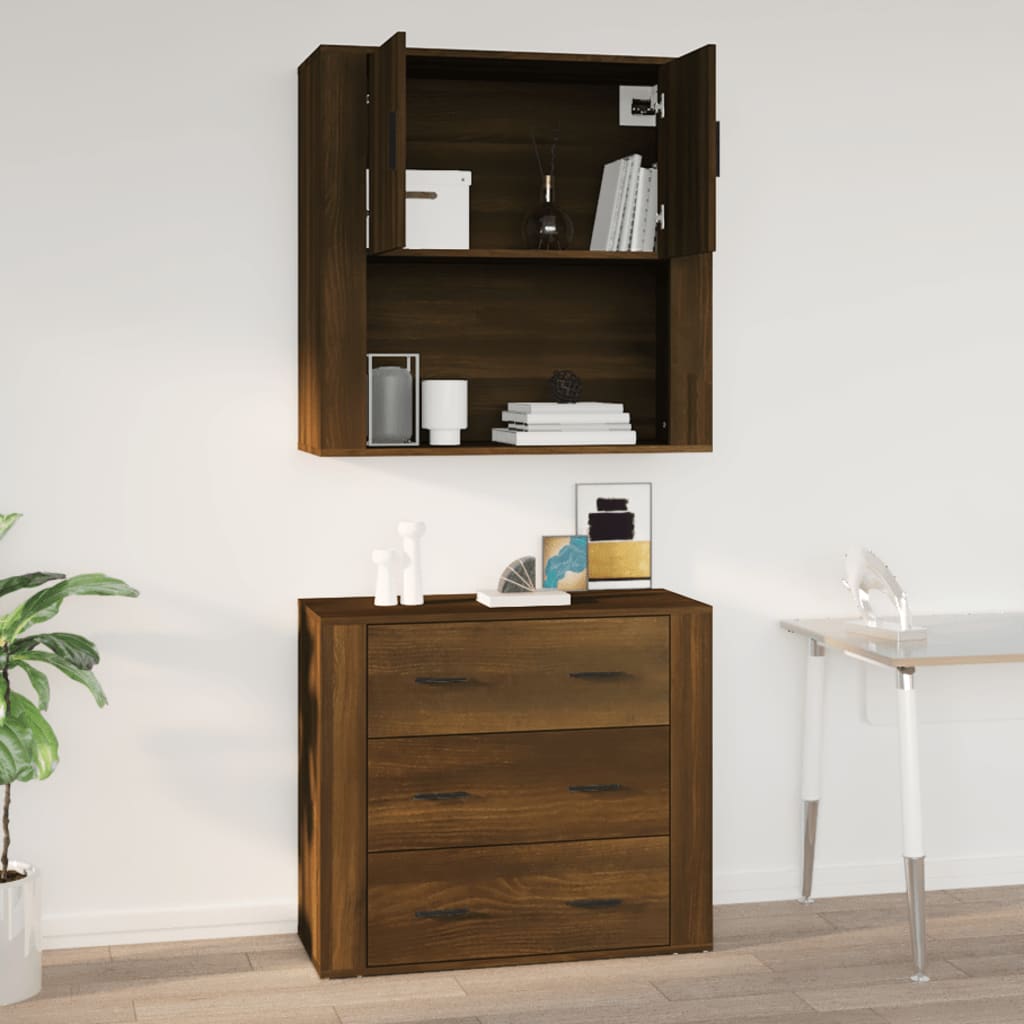 Ντουλάπι Τοίχου Καφέ Δρυς 80x33x80 εκ. Επεξεργασμένο Ξύλο