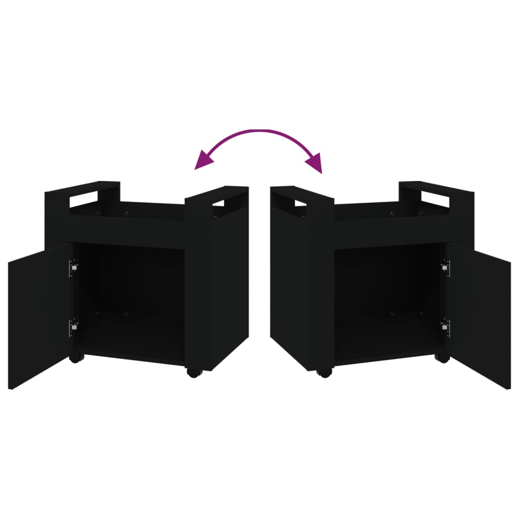 Τρόλεϊ Γραφείου Μαύρο 60 x 45 x 60 εκ. από Επεξεργασμένο Ξύλο - Pakobazaar