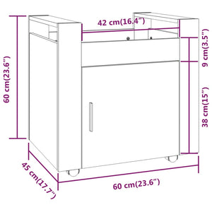 Γραφείο Τρόλεϊ Καφέ Δρυς 60x45x60 εκ. από Επεξεργασμένο Ξύλο