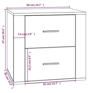 Κομοδίνα Γυαλιστερό Λευκό 50 x 39 x 47 εκ.