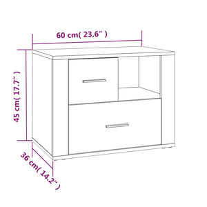Κομοδίνο Μαύρο 60 x 36 x 45 εκ. από Επεξεργασμένο Ξύλο