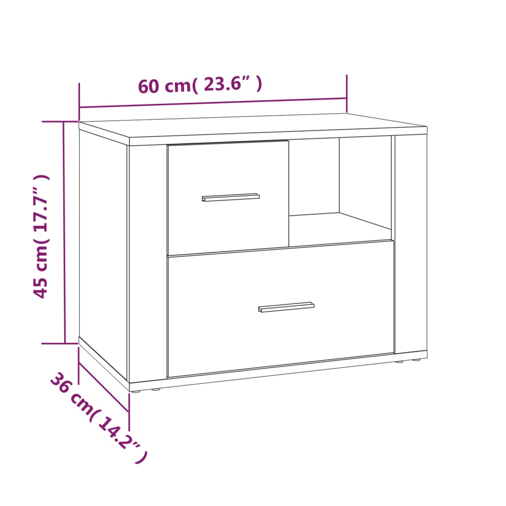 Κομοδίνο Γκρι Sonoma 60x36x45 εκ. από Επεξεργασμένο Ξύλο
