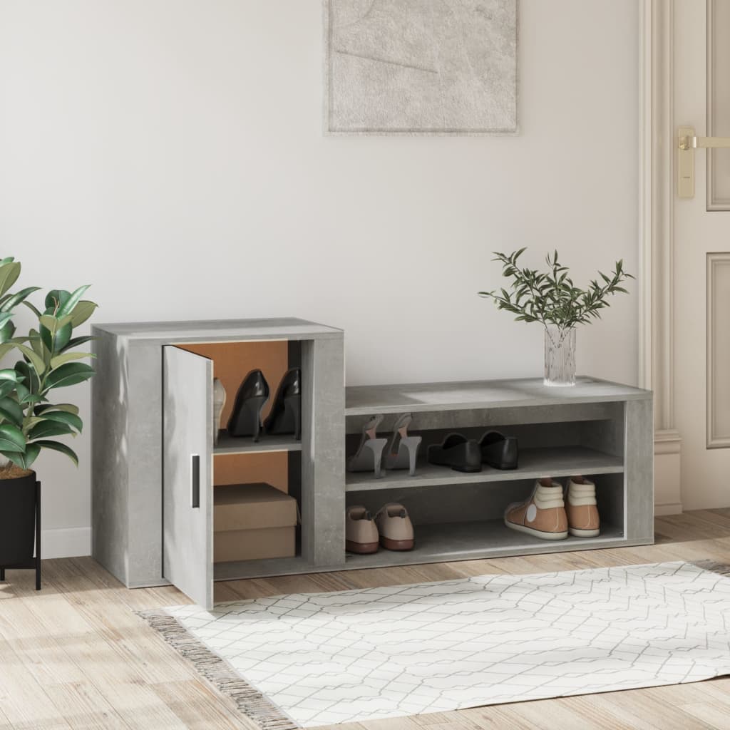 Παπουτσοθήκη Γκρι Σκυροδέματος 130x35x54 εκ. Επεξεργασμένο Ξύλο