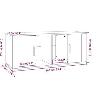 Έπιπλο Τηλεόρασης Γυαλ. Λευκό 100x35x40 εκ. Επεξεργασμένο Ξύλο - Pakobazaar