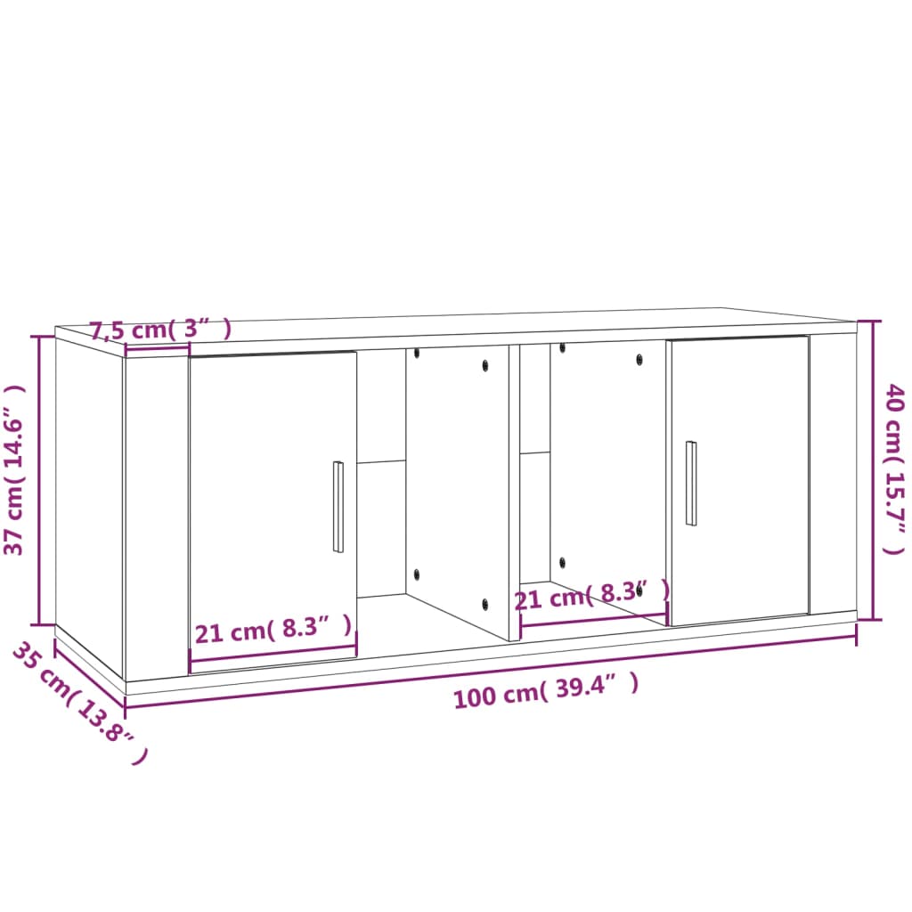 Έπιπλο Τηλεόρασης Καπνιστή Δρυς 100x35x40 εκ. Επεξ. Ξύλο