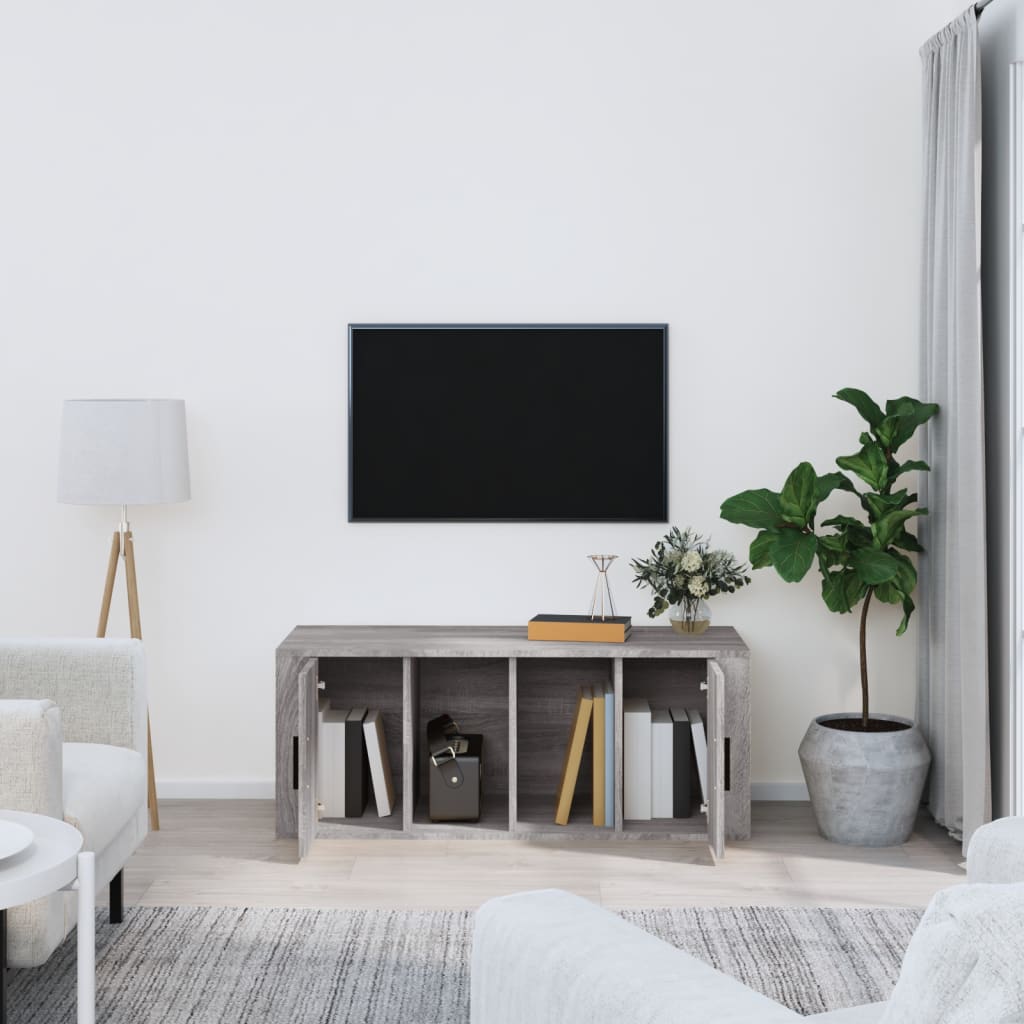 Έπιπλο Τηλεόρασης Γκρι Sonoma 100x35x40 εκ. από Επεξεργ. Ξύλο