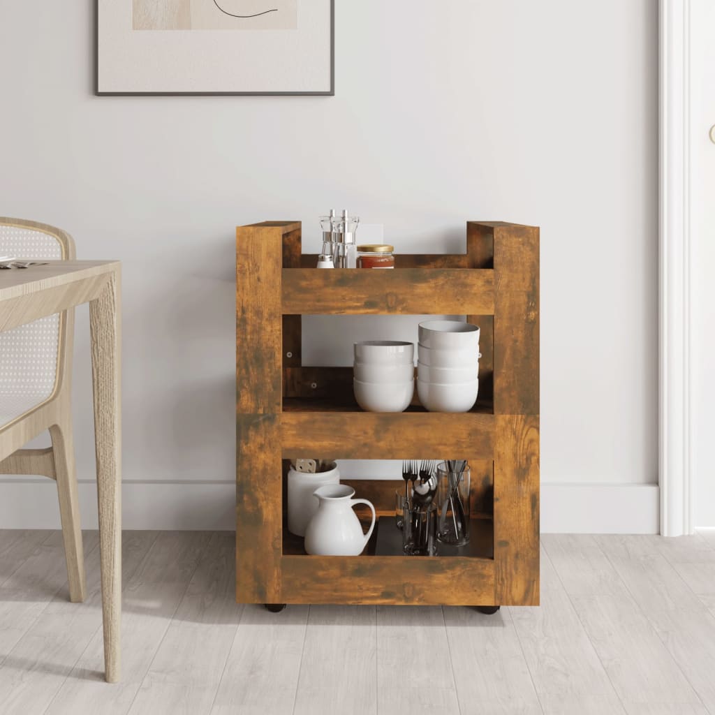 Τρόλεϊ Κουζίνας Καπνιστή Δρυς 60x45x80εκ από Επεξεργασμένο Ξύλο