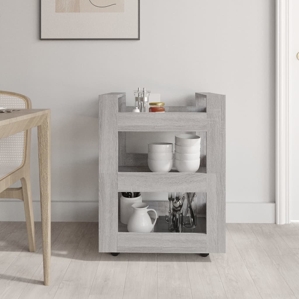 Τρόλεϊ Κουζίνας Sonoma Γκρι 60x45x80 εκ. από Επεξεργασμένο Ξύλο - Pakobazaar