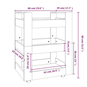 Τρόλεϊ Κουζίνας Sonoma Γκρι 60x45x80 εκ. από Επεξεργασμένο Ξύλο - Pakobazaar