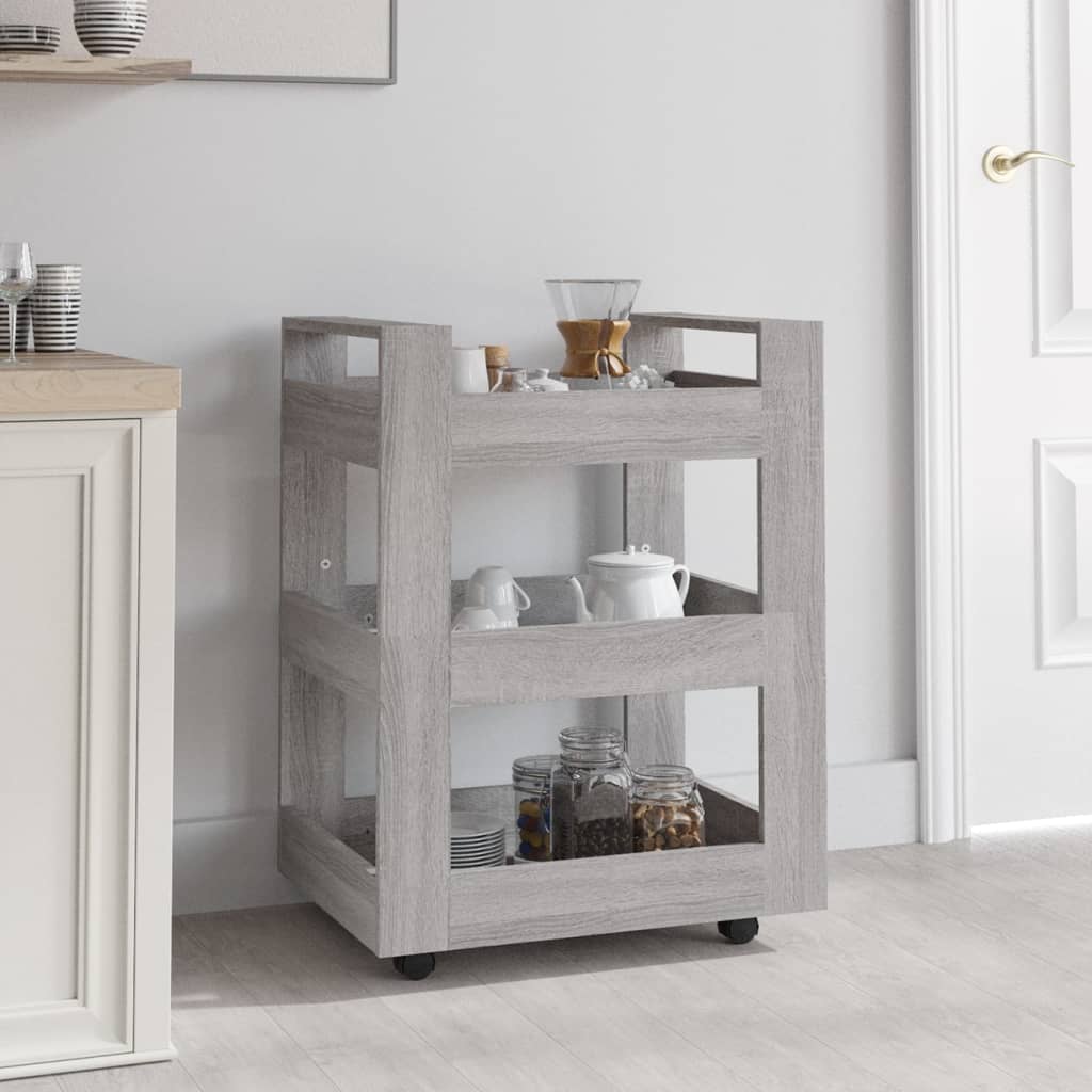 Τρόλεϊ Κουζίνας Sonoma Γκρι 60x45x80 εκ. από Επεξεργασμένο Ξύλο - Pakobazaar