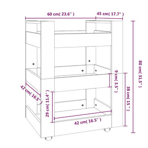 Τρόλεϊ Κουζίνας Καφέ Δρυς 60x45x80 εκ. από Επεξεργασμένο Ξύλο