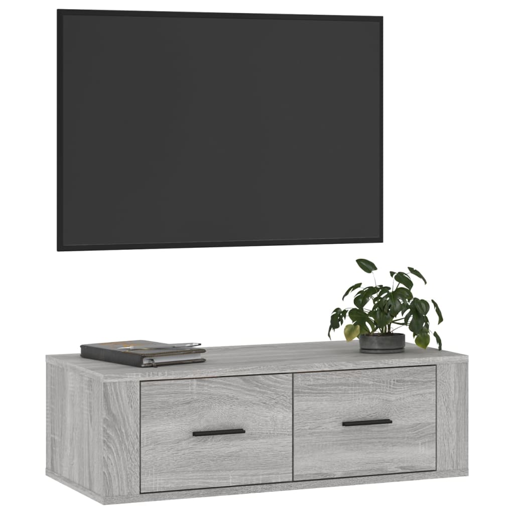 Έπιπλο Τηλεόρασης Κρεμαστό Γκρι Sonoma 80x36x25 εκ. Επεξ. Ξύλο