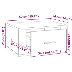 Κομοδίνο Επιτοίχιο Μαύρα 50x36x25 εκ.