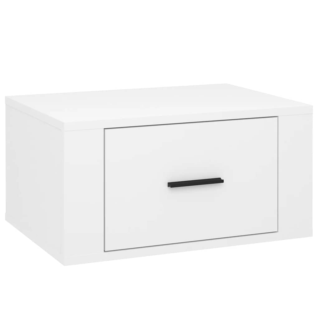 Κομοδίνο Επιτοίχιο Γυαλιστερό Λευκό 50 x 36 x 25 εκ.