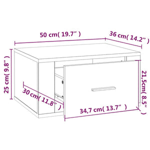 Κομοδίνο Επιτοίχιο Γυαλιστερό Λευκό 50 x 36 x 25 εκ.