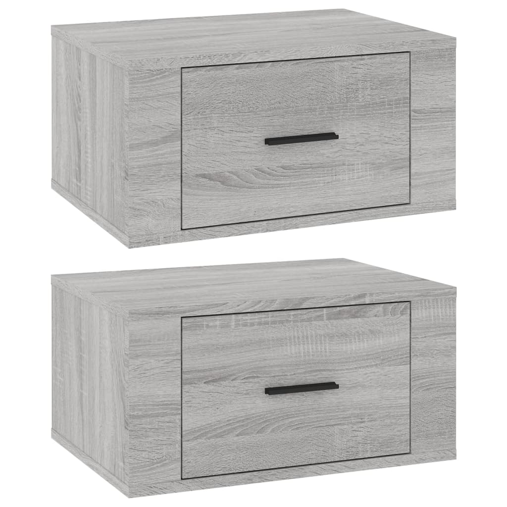 Κομοδίνα Επιτοίχια 2 τεμ. Γκρι Sonoma 50x36x25 εκ. - Pakobazaar