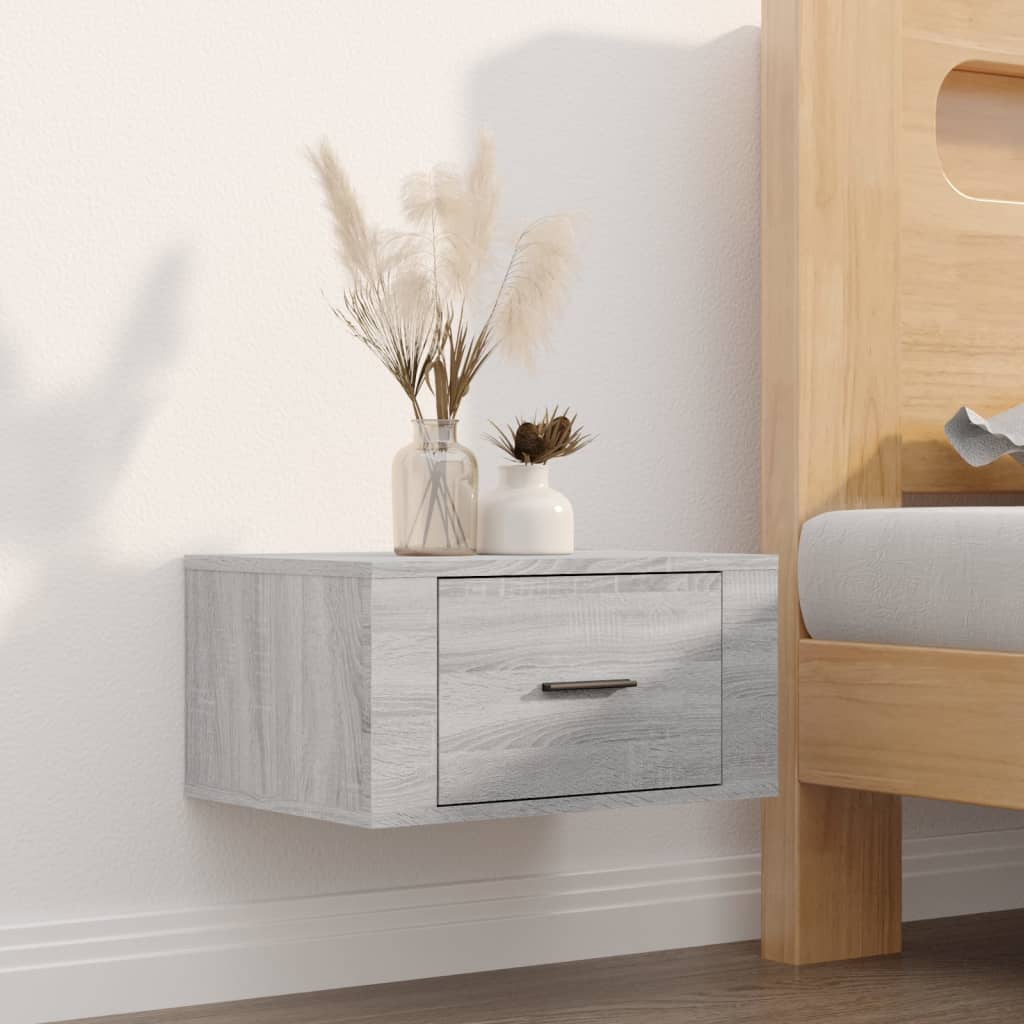 Κομοδίνα Επιτοίχια 2 τεμ. Γκρι Sonoma 50x36x25 εκ. - Pakobazaar