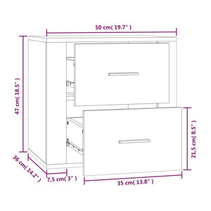 Κομοδίνο Επιτοίχιο Λευκό 50 x 36 x 47 εκ.