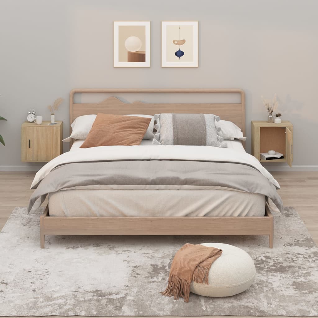 Κομοδίνα Επιτοίχια 2 τεμ. Sonoma Δρυς 50x30x47 εκ. - Pakobazaar