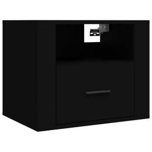 Κομοδίνα Επιτοίχια 2 τεμ. Μαύρα 50x36x40 εκ. - Pakobazaar