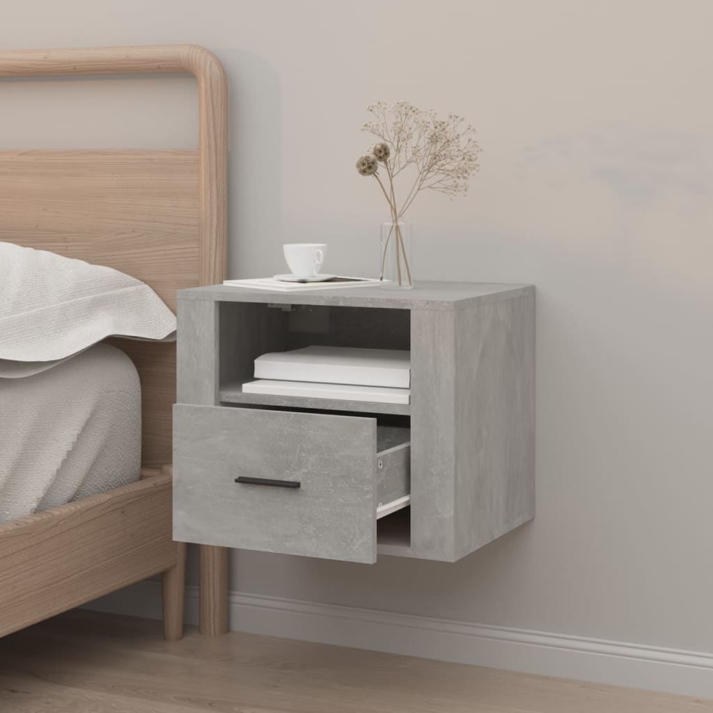 Κομοδίνο Επιτοίχιο Γκρι Σκυροδέματος 50x36x40 εκ.
