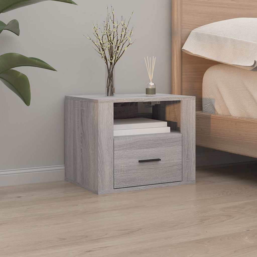 Κομοδίνα Επιτοίχια Γκρι Sonoma 50x36x40 εκ.