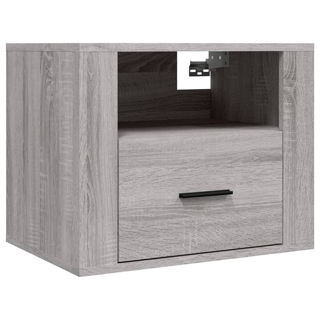 Κομοδίνα Επιτοίχια 2 τεμ. Γκρι Sonoma 50x36x40 εκ.