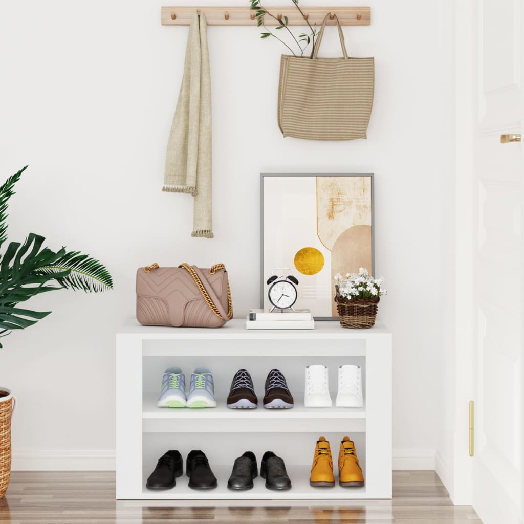 Παπουτσοθήκη Λευκή 75x35x45 εκ. από Επεξεργασμένο Ξύλο