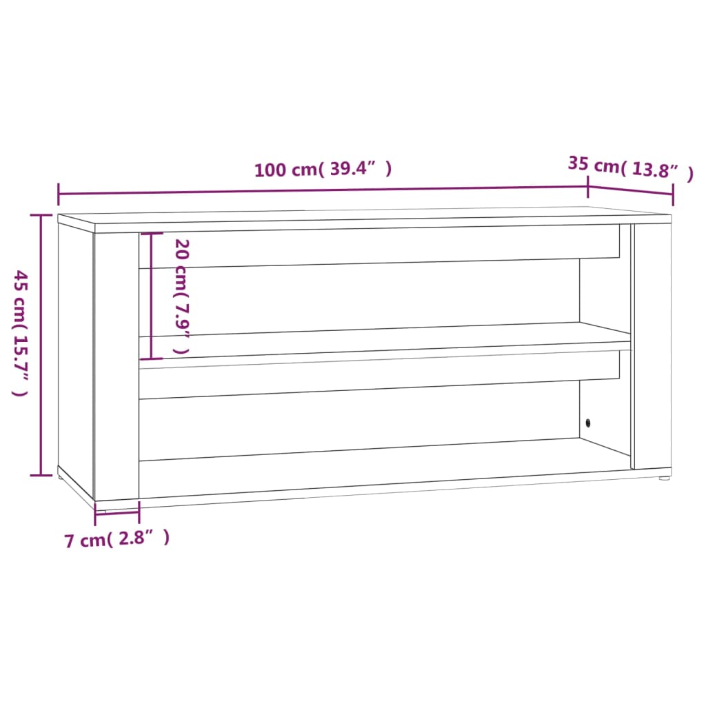 Παπουτσοθήκη Γκρι Sonoma 100x35x45 εκ. από Επεξεργασμένο Ξύλο