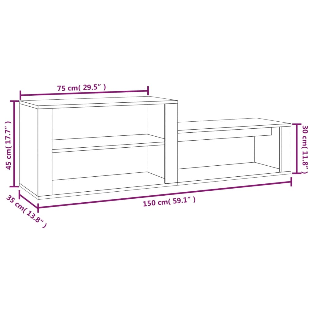 Παπουτσοθήκη Γκρι Σκυροδέματος 150x35x45 εκ. Επεξεργασμένο Ξύλο
