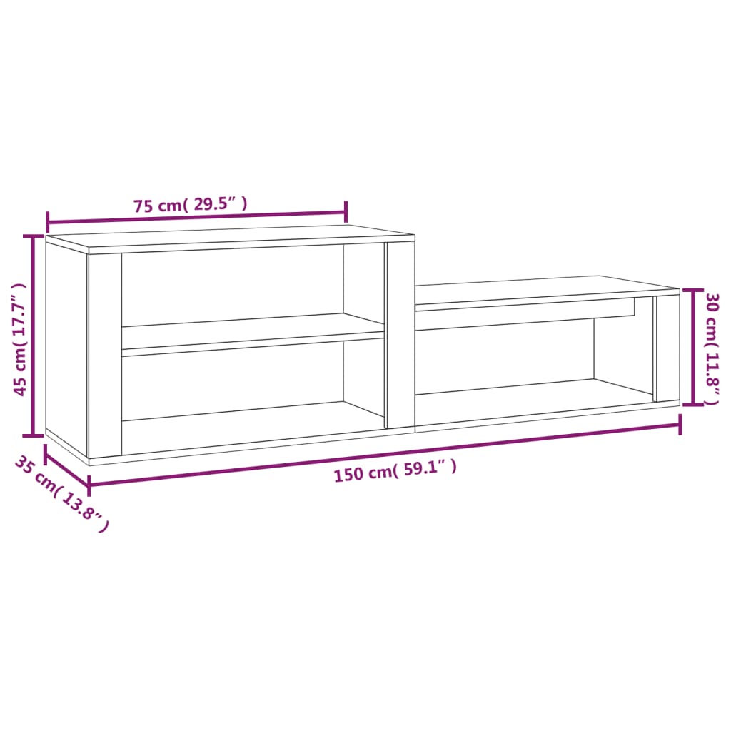 Παπουτσοθήκη Γκρι Sonoma 150x35x45 εκ. από Επεξεργασμένο Ξύλο