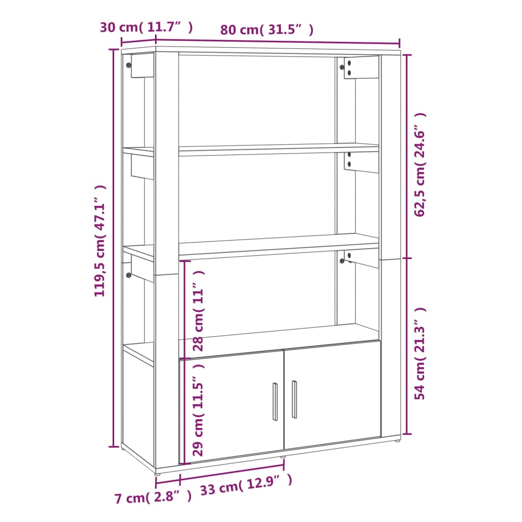 Ντουλάπι Καφέ Δρυς 80x30x119,5 εκ. από Επεξεργασμένο Ξύλο