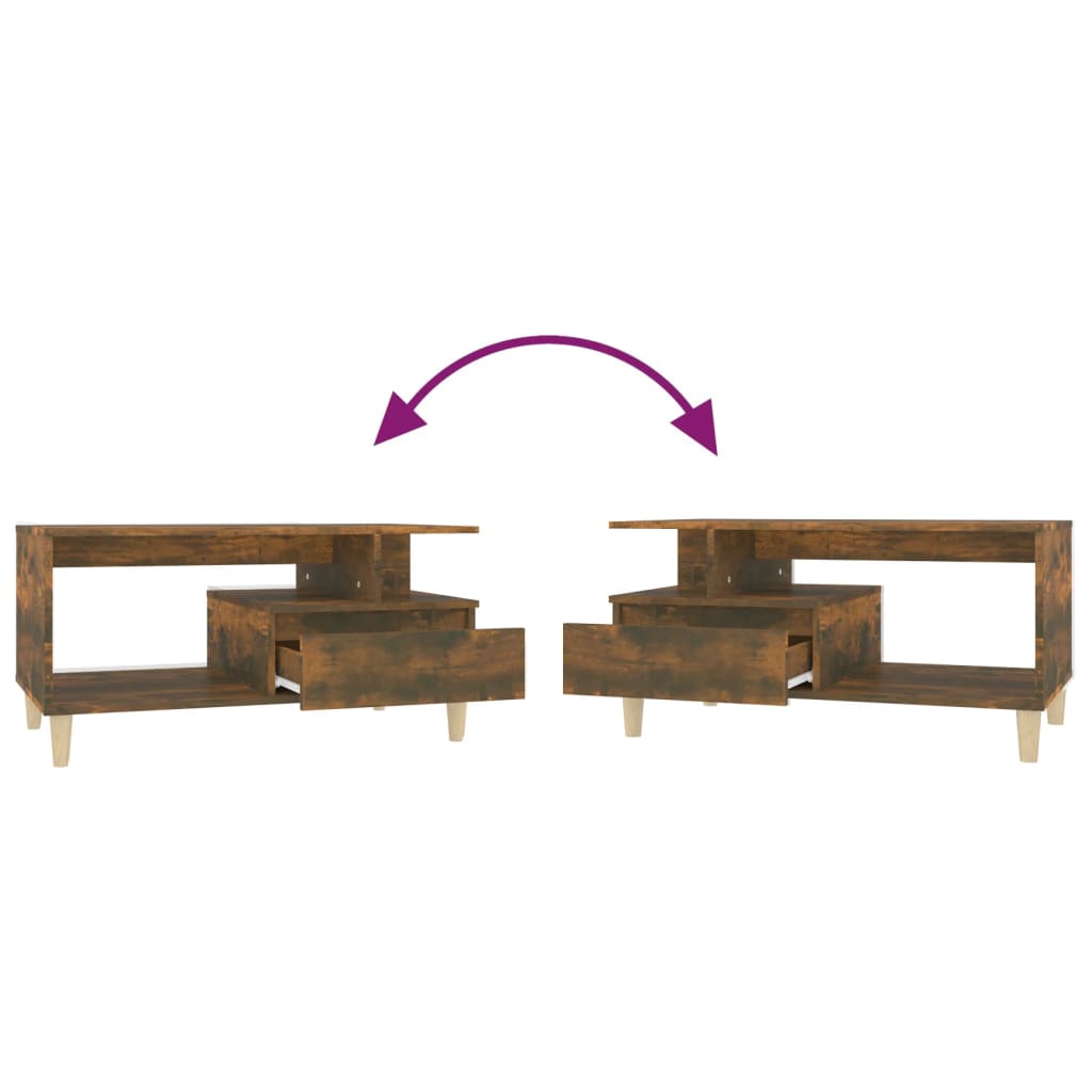 Τραπεζάκι Σαλονιού Καπνιστή Δρυς 90x49x45 εκ. Επεξεργασμ. Ξύλο - Pakobazaar
