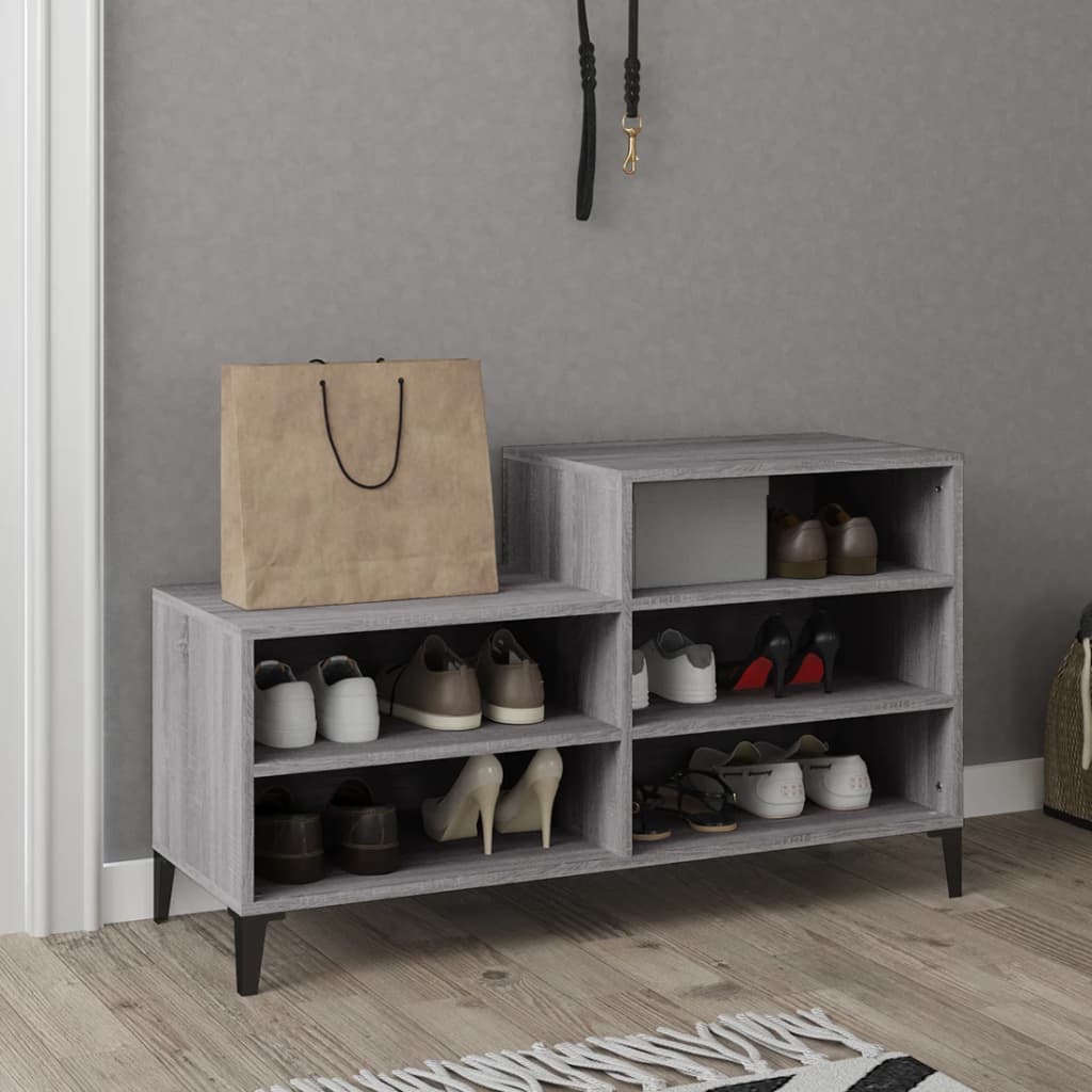 Παπουτσοθήκη Γκρι Sonoma 102x36x60 εκ. από Επεξεργασμένο Ξύλο