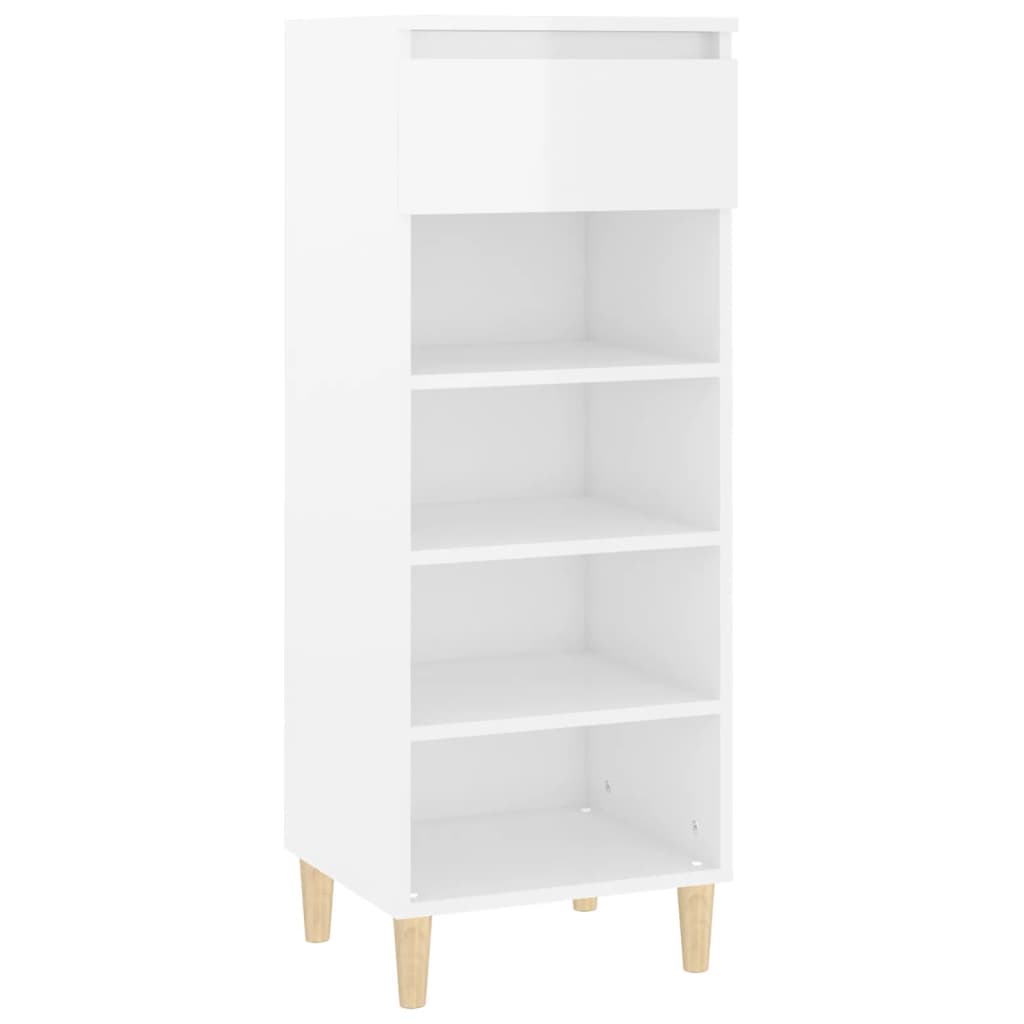 Παπουτσοθήκη Γυαλιστερό Λευκό 40x36x105 εκ. Επεξεργασμένο Ξύλο - Pakobazaar