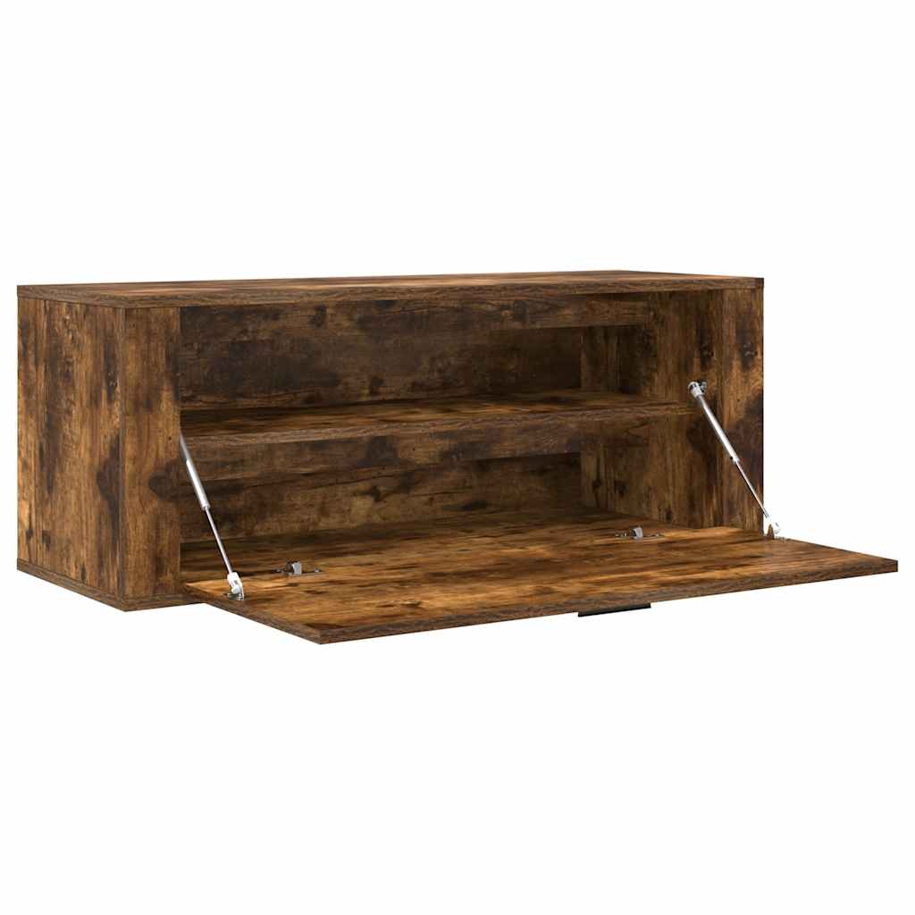 Παπουτσοθήκη Επιτοίχια Καπνιστή Δρυς 100x35x38 εκ. Επεξ. Ξύλο - Pakobazaar