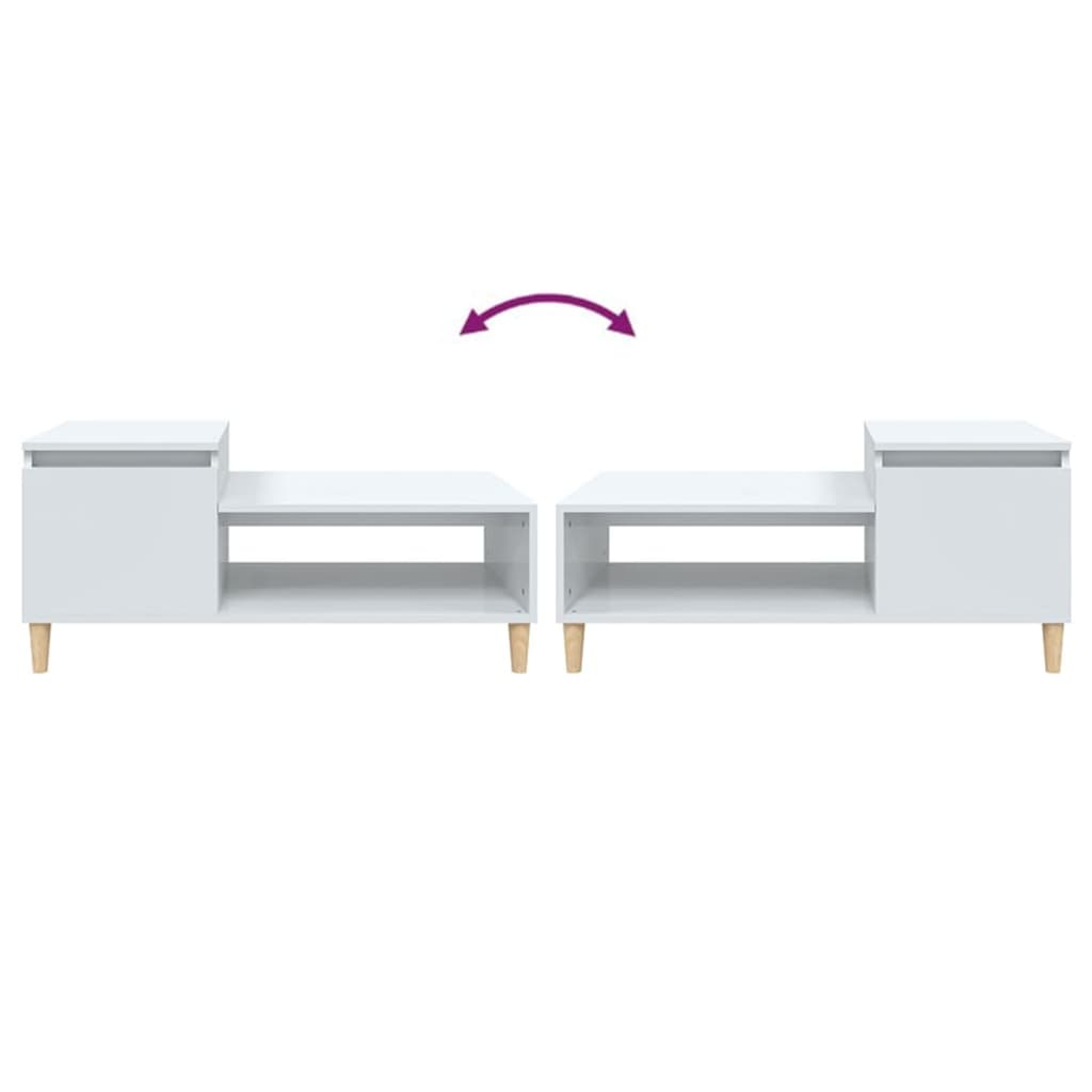 Τραπεζάκι Σαλονιού Γυαλ. Λευκό 100x50x45 εκ. Επεξεργ. Ξύλο - Pakobazaar