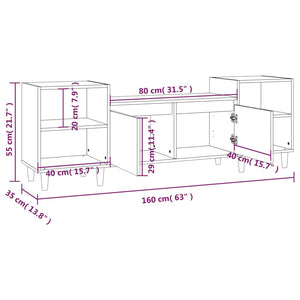 Έπιπλο Τηλεόρασης Γκρι Σκυρ. 160x35x55 εκ. Επεξ. Ξύλο - Pakobazaar