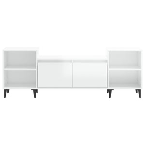 Έπιπλο Τηλεόρασης Γυαλ. Λευκό 160x35x55 εκ. Επεξεργασμένο Ξύλο
