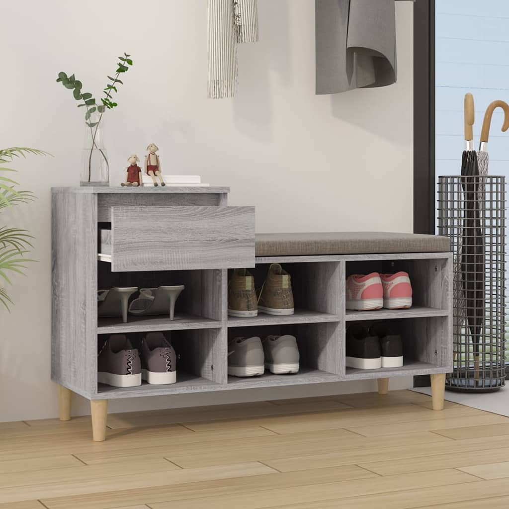 Παπουτσοθήκη Γκρι Sonoma 102x36x60 εκ. από Επεξεργασμένο Ξύλο