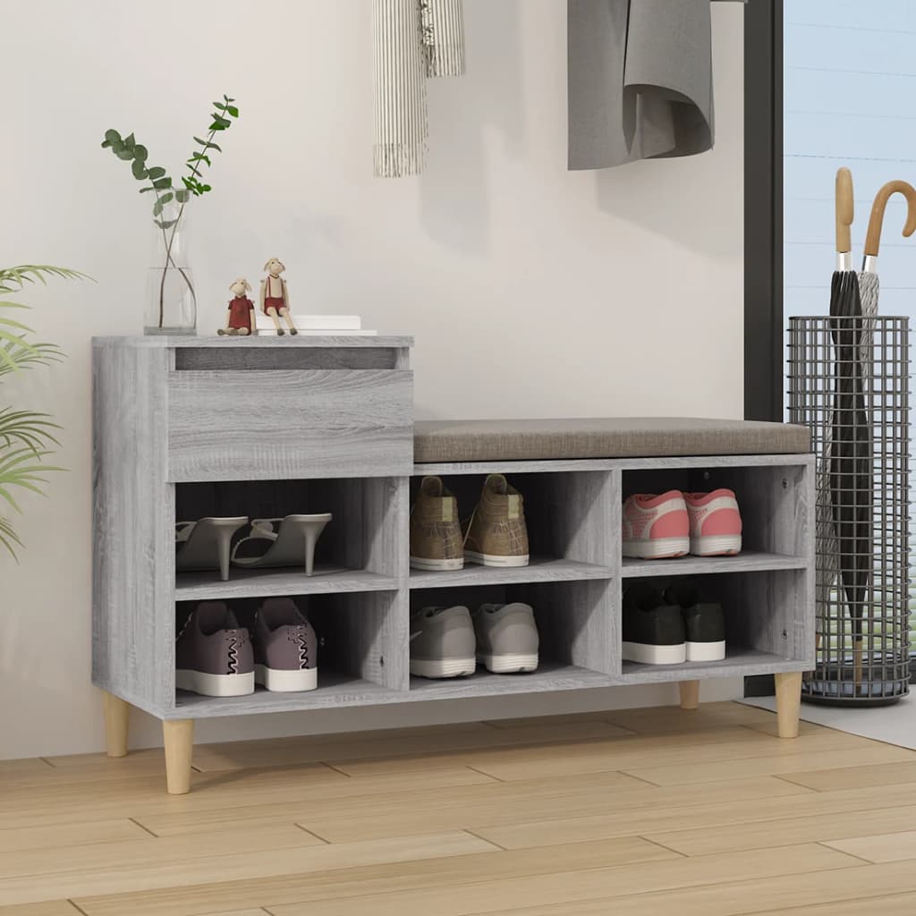 Παπουτσοθήκη Γκρι Sonoma 102x36x60 εκ. από Επεξεργασμένο Ξύλο