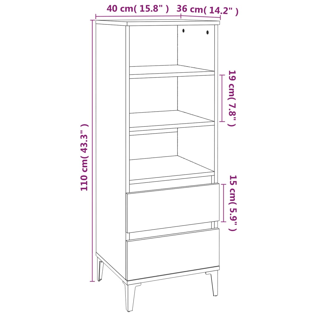 Ντουλάπι Sonoma Δρυς 40x36x110 εκ. από Επεξεργασμένο Ξύλο