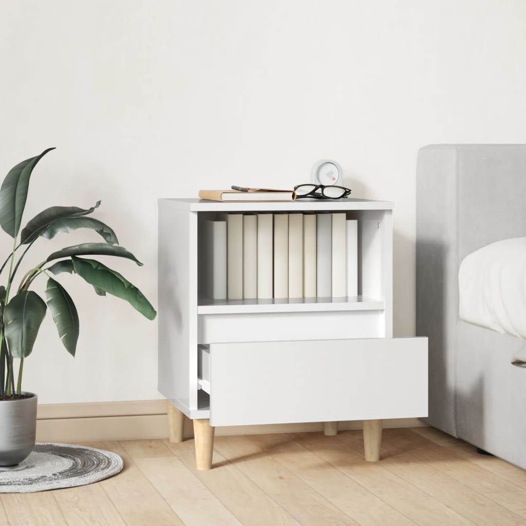 Κομοδίνα Γυαλιστερό Λευκό 40x35x50 εκ.