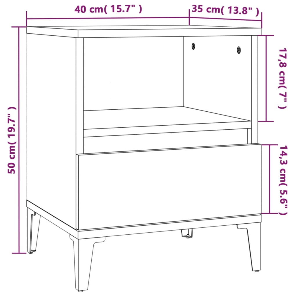 Κομοδίνο Μαύρο 40 x 35 x 50 εκ.