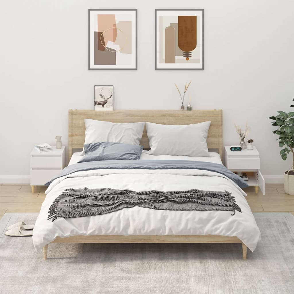 Κομοδίνα 2 τεμ. Λευκά 40 x 35 x 50 εκ.