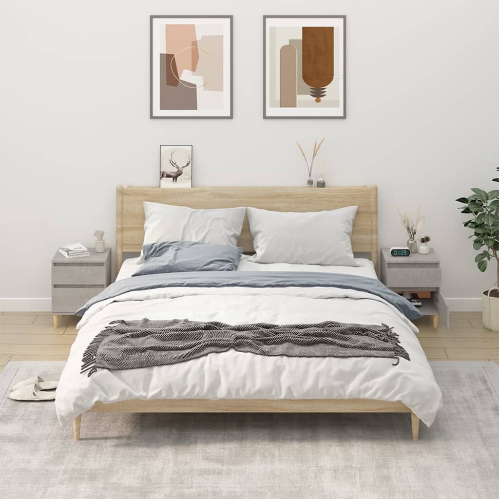 Κομοδίνα 2 τεμ. Γκρι Σκυροδέματος 40 x 35 x 50εκ. - Pakobazaar