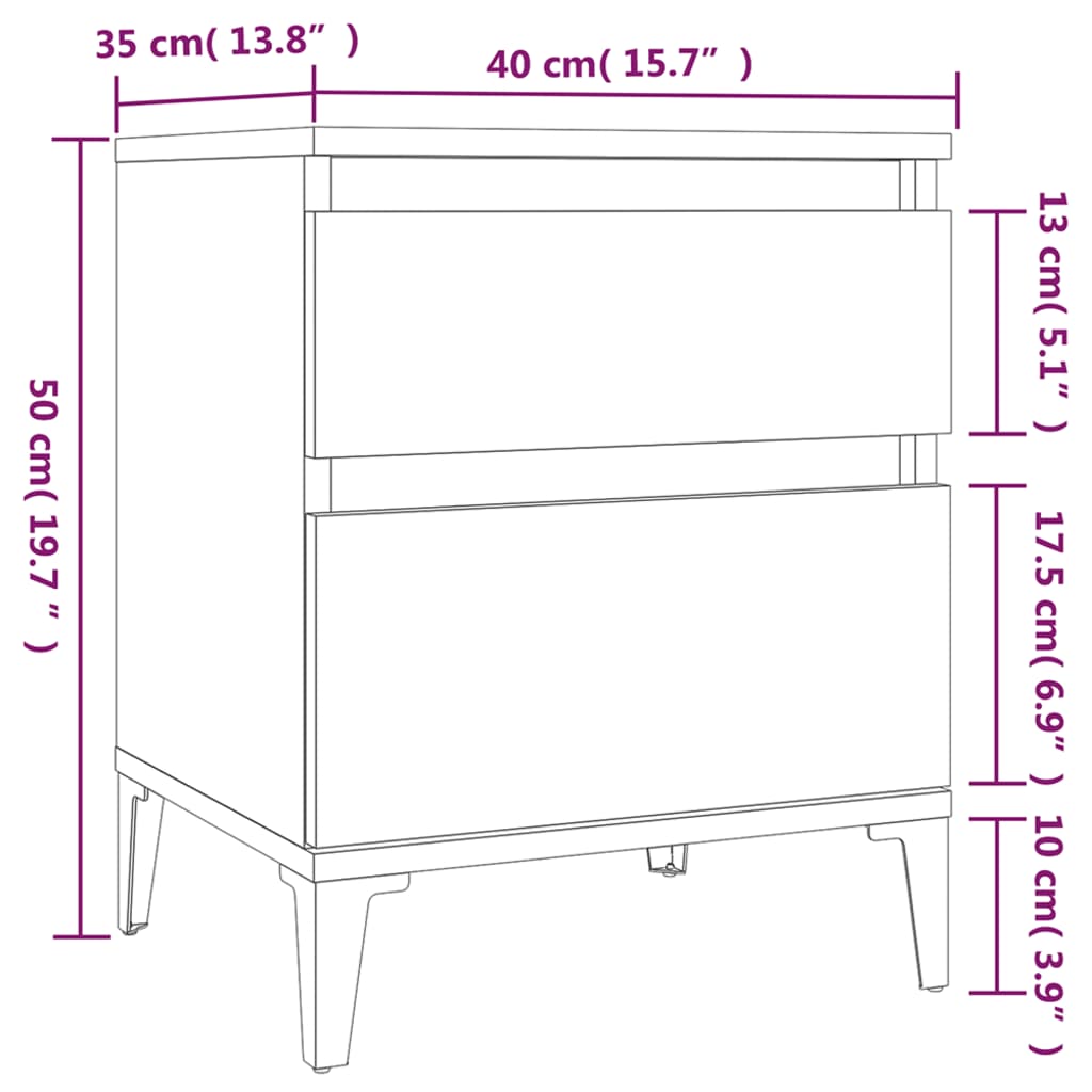 Κομοδίνο Καφέ Δρυς 40x35x50 εκ.