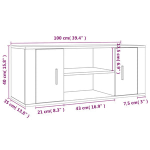 Έπιπλο Τηλεόρασης Γκρι Σκυρ. 100x35x40 εκ. Επεξ. Ξύλο - Pakobazaar
